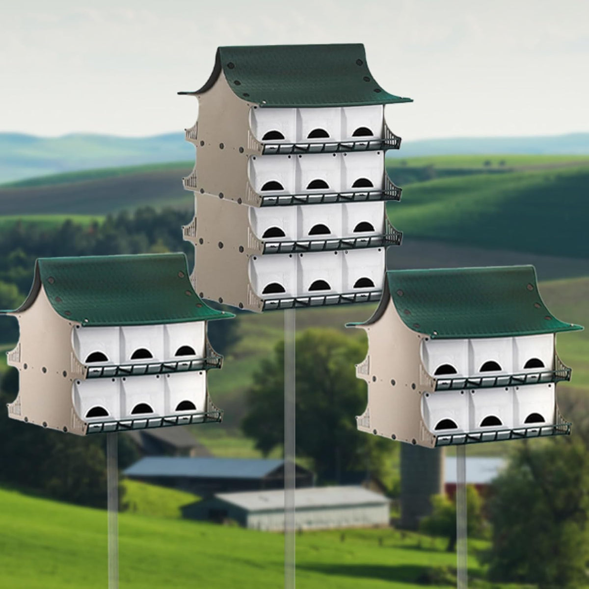 Bulk Buy of 4 S&K Purple Martin Houses, White and Green, PBH-12