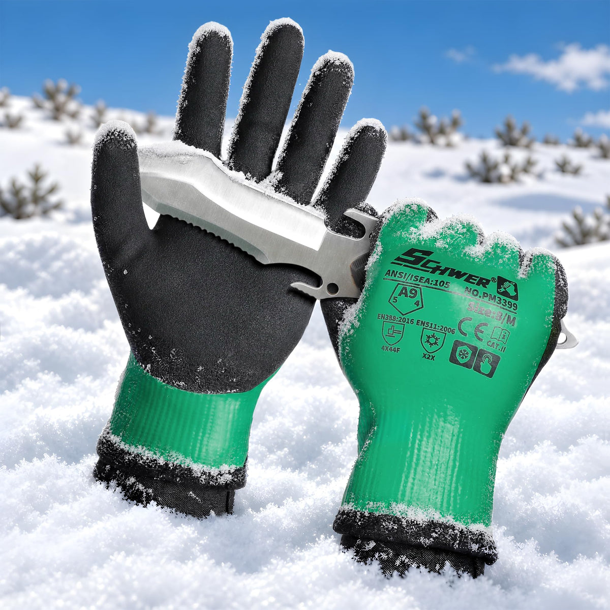 Waterproof Winter Work Gloves A9 Cut Resistant, PM3399, XL
