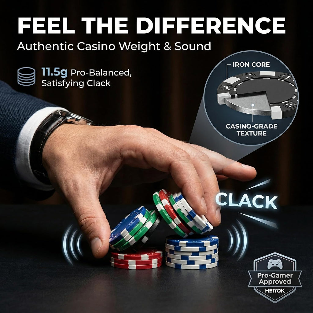 Poker Chip Set - Classic 300PCS Poker Set with Aluminum Case, 11.5 Gram Casino Chips for Texas Holdem Blackjack