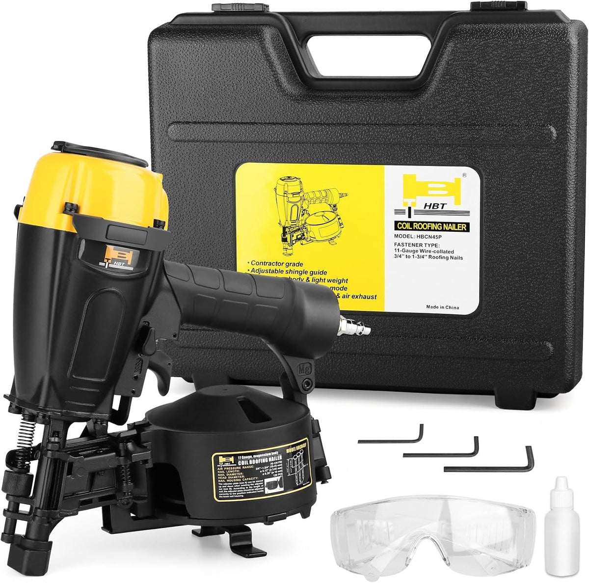HBCN45P 7/8" to 1-3/4" Coil Roofing Nailer with Magnesium Housing 11 GA Roofing Nail Gun