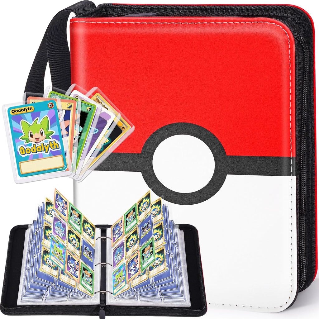 9 Pocket Card Binder, 900-Card Capacity + 5 Top loaders | Large Capacity, Waterproof PU cover,Detachable loose-leaf