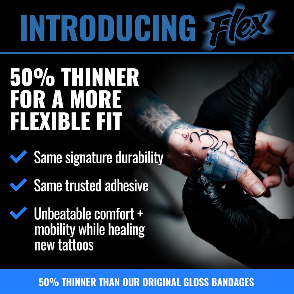 Flex Tattoo Aftercare Bandage - 3 Sheets 6 x 8 Inch Pack