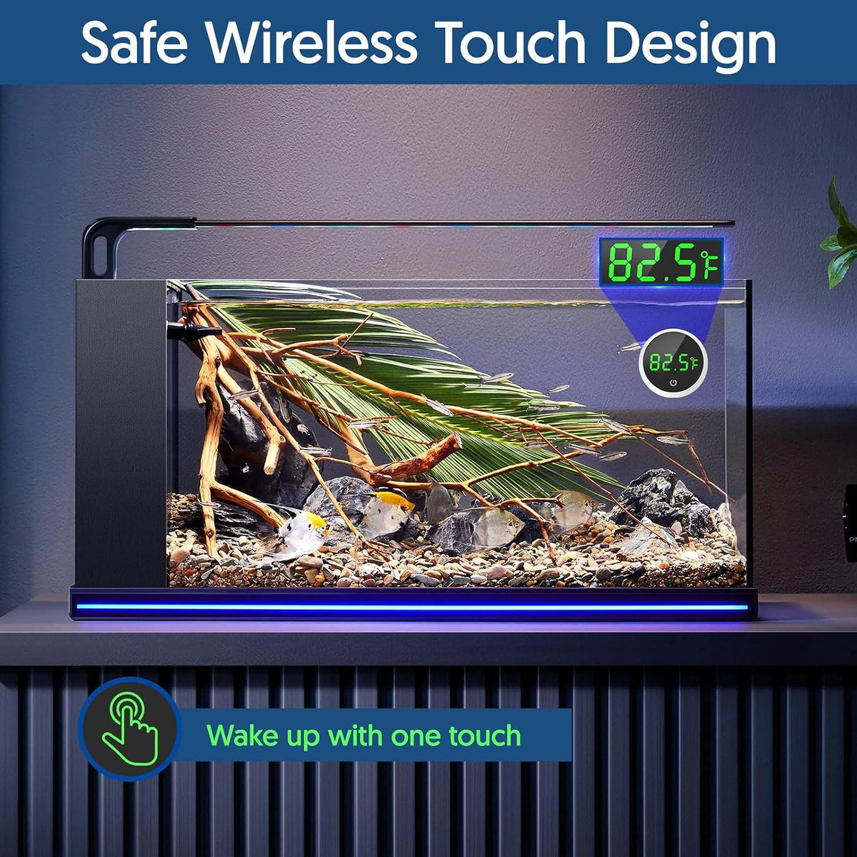 Fish Tank Thermometer Aquarium Thermometer Wireless Touch Stick Digital Aquarium Thermometer LED Display ±1°F for