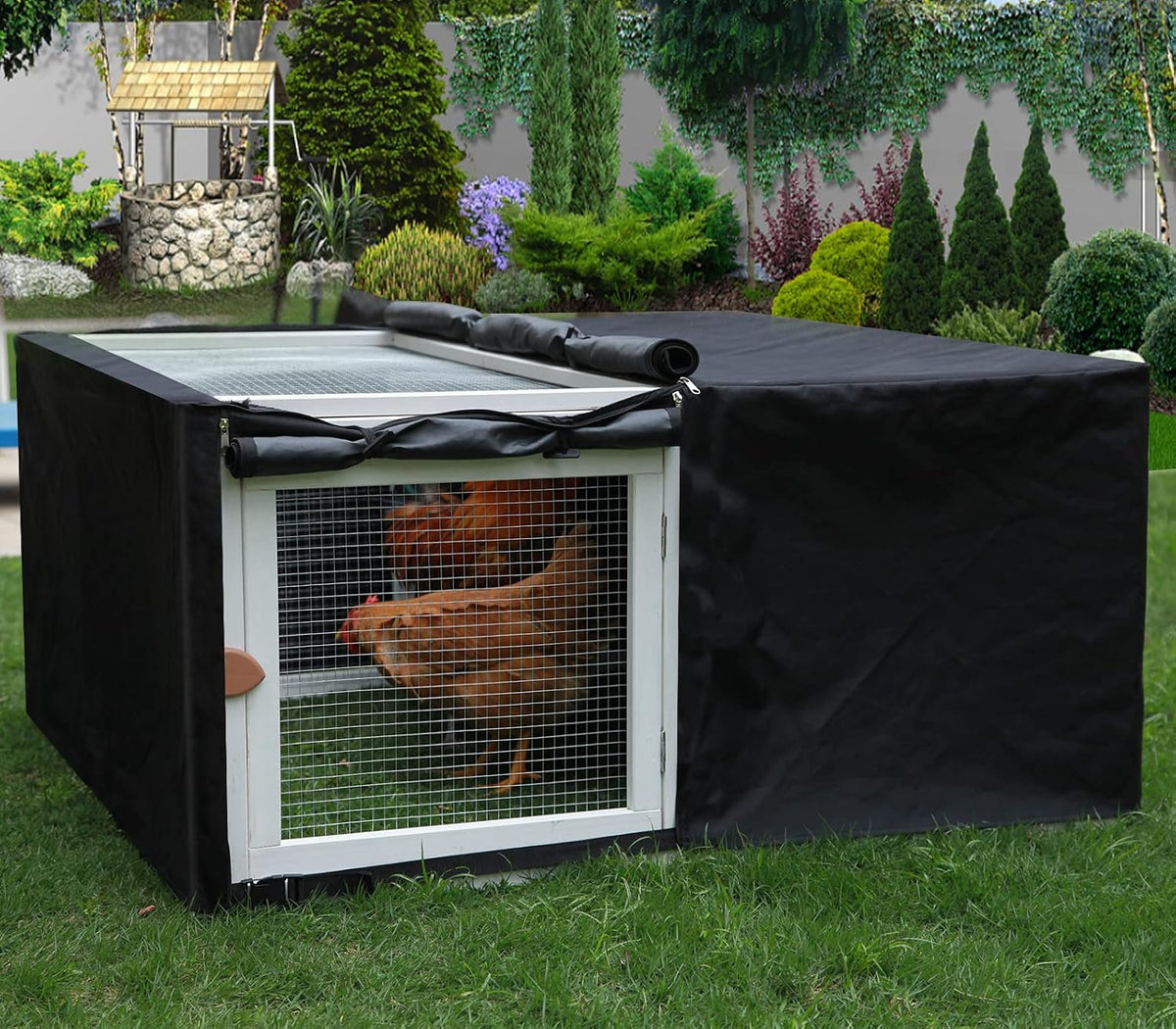 Assembly Free Chicken Coop, Foldable Chicken Run Cage Wooden, Extension Chicken Run Large Chicken Pen Rabbit