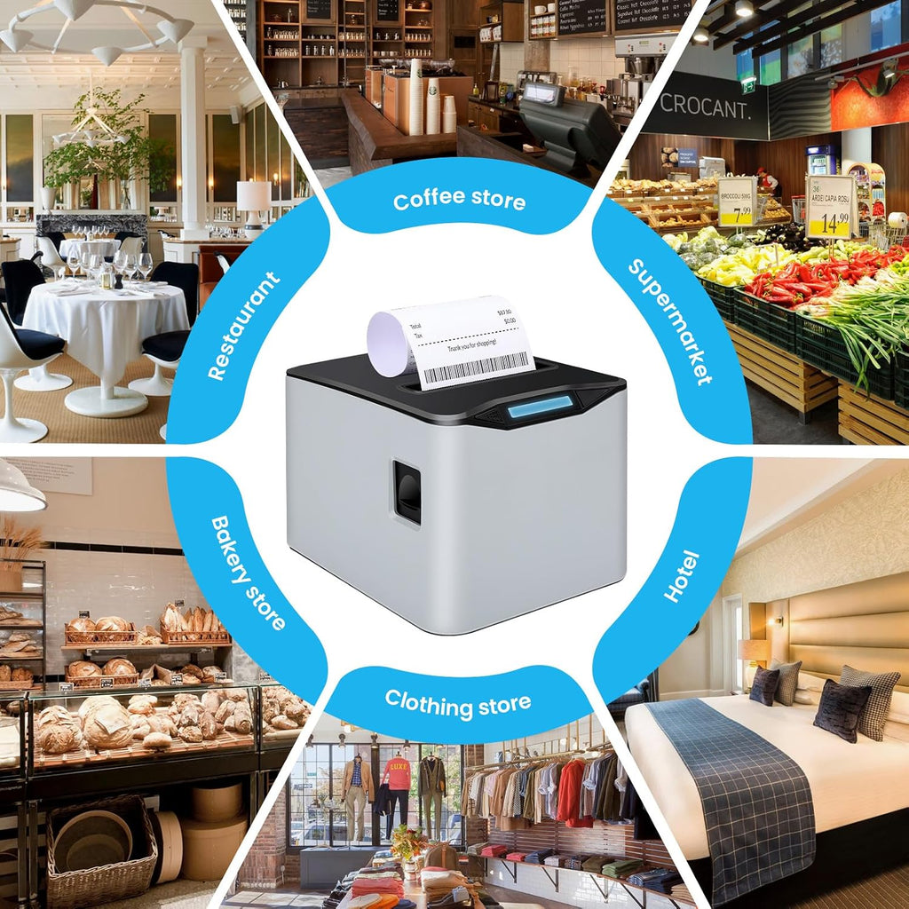 Thermal Receipt Printer, 80mm USB POS Printer,Auto Cutter, Support Cash Drawer, Support Windows/Mac/Linux, Do Not