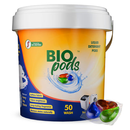 50 Dissolvable Ultra Clean Laundry Pods | Powered by Bio Enzymes for Tough Stains| Fabric Conditioner & Brightener |