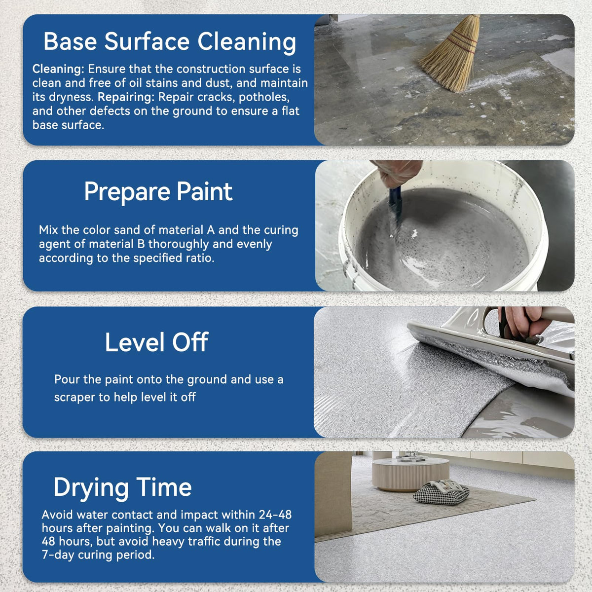 Epoxy Colored Sand Self Leveling Flat Floor Paint (Beige 5 Gallon)