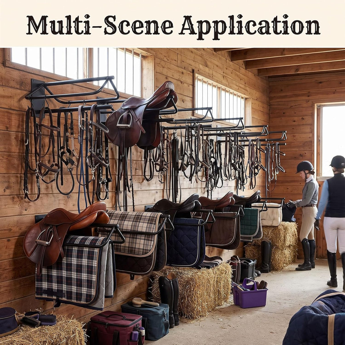2 Pack Rust Resistant Wall Saddle Rack with Pad for Western Style Saddles,Black