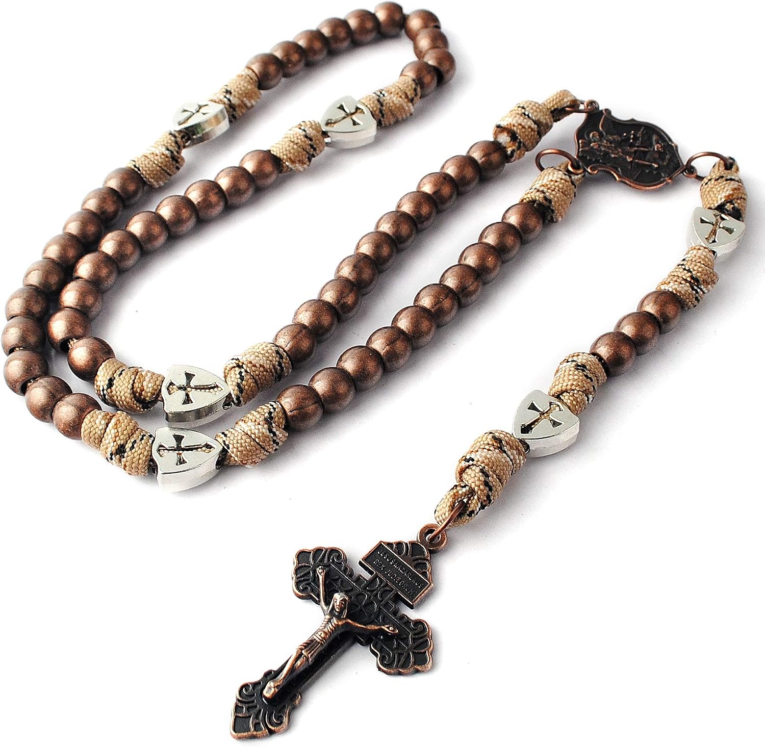 Catholic Rosary Paracord Large Metal Beads St.Michael Medal Men