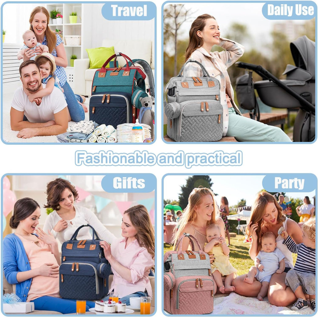 Diaper Bag Backpack Baby Bag for Mom Dad with Changing Pad, 19 Pockets, Large Waterproof Travel Baby Girl Boy Toddle