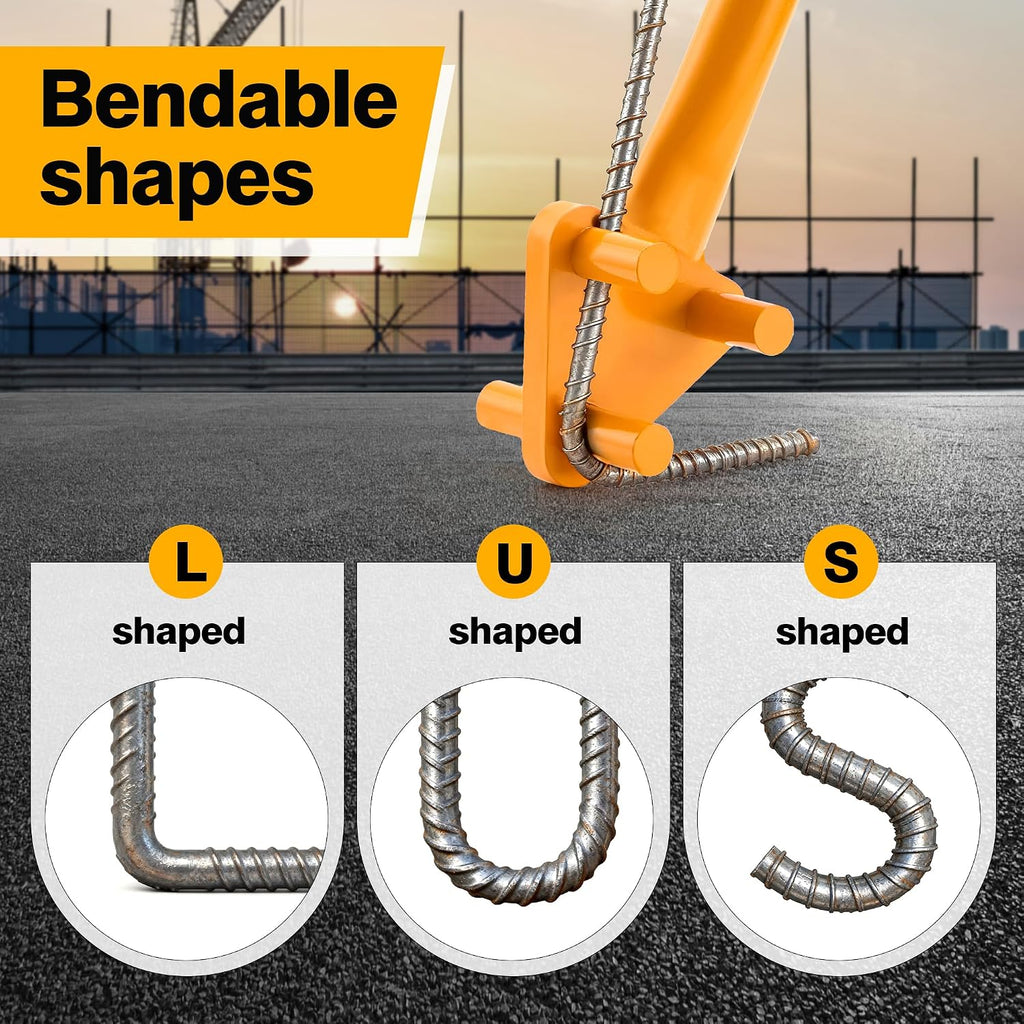 Manual Rebar Bender Tool for 5/8 Inch Steel Bar, Heavy Duty Rebar Bending Tool and Steel Rod Bender with Anti-Slip
