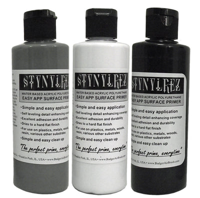 Badger Air-Brush SNR-410 Stynylrez Water Based Acrylic Polyurethane 3-Tone Primer, 4-Ounce, White/Gray/Black