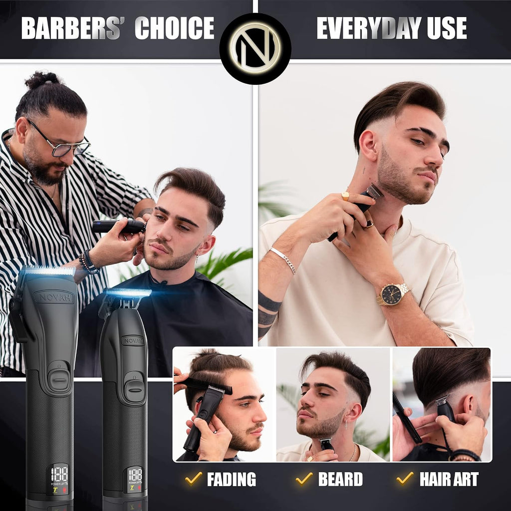 Novah Professional Hair Clippers for Men, Professional Barber Clippers and Trimmer Set, Mens Cordless Hair Clipper
