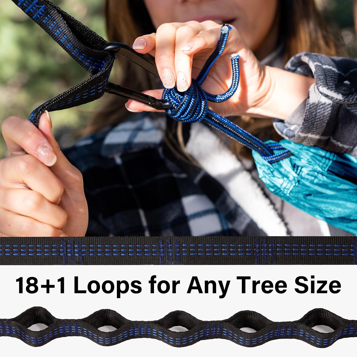 Camping Hammock, Portable Hammocks with Tree Straps & Attached Carry Bag, Camping Essentials Gear, Perfect for