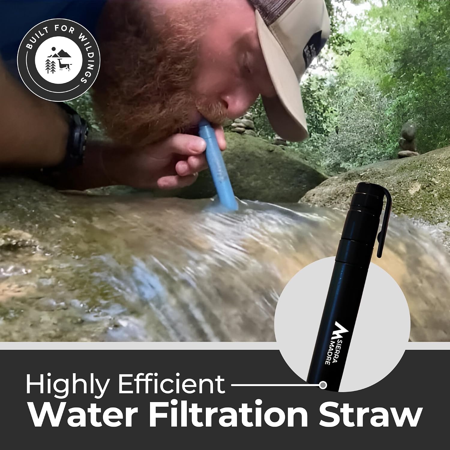 Water Filter Straw, 264 Gallons Capacity, Lightweight, Pack of 1