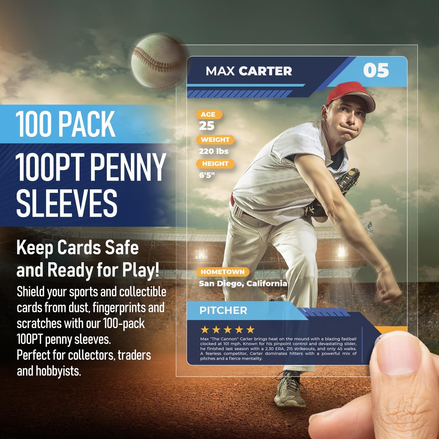 Premium Penny Sleeves for Trading Cards | Soft Trading Card Sleeves for Baseball Cards, Ultra Clear Plastic Pro