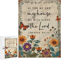 Wild Flower As for Me and My House We Will Serve The Lord Joshua 24：15 Wood Wall Art Wood Decorative for Home Desk
