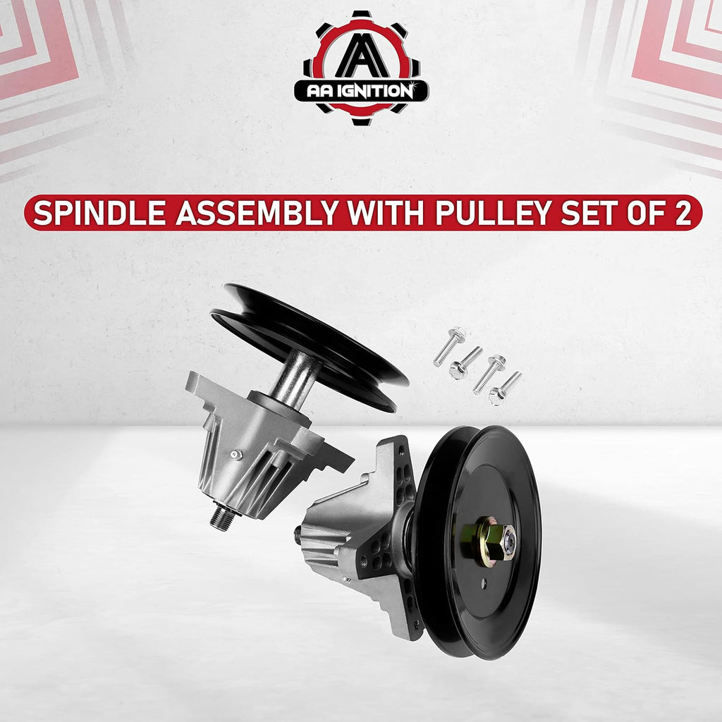Replacement Lawn Mower Spindle Assembly with Pulley Set of 2 - Compatible with Cub Cadet, Troy-Bilt, MTD 42 Inch Deck
