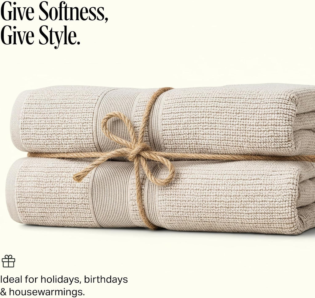 Douro Bath Towels 2 Pack, 54.25 x 26.5 in, Clay | 100% Cotton Bath Towels Set, Large Soft Absorbent Spa Towels, Made