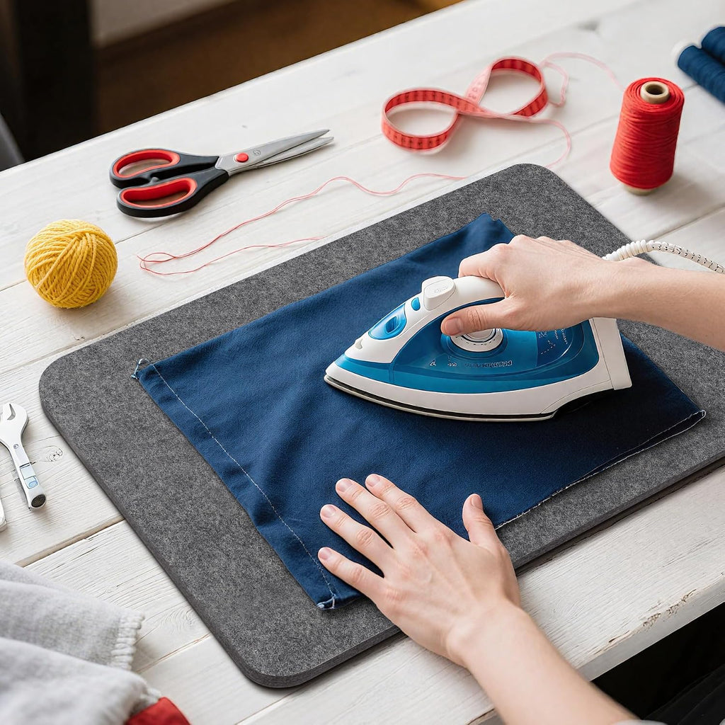 Wool Pressing Mat 13.5"x 17" Ironing Mat for Quilting（Dark Gray） | 1/2" Thick Heat Reflective Wool Pad for Small