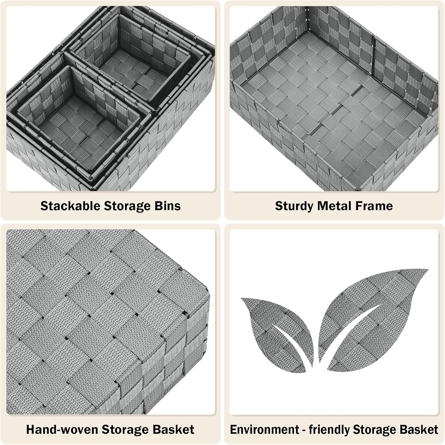 Woven Storage Baskets, Storage Bins, Cube Basket Container Baskets Storage Boxes Organizers for