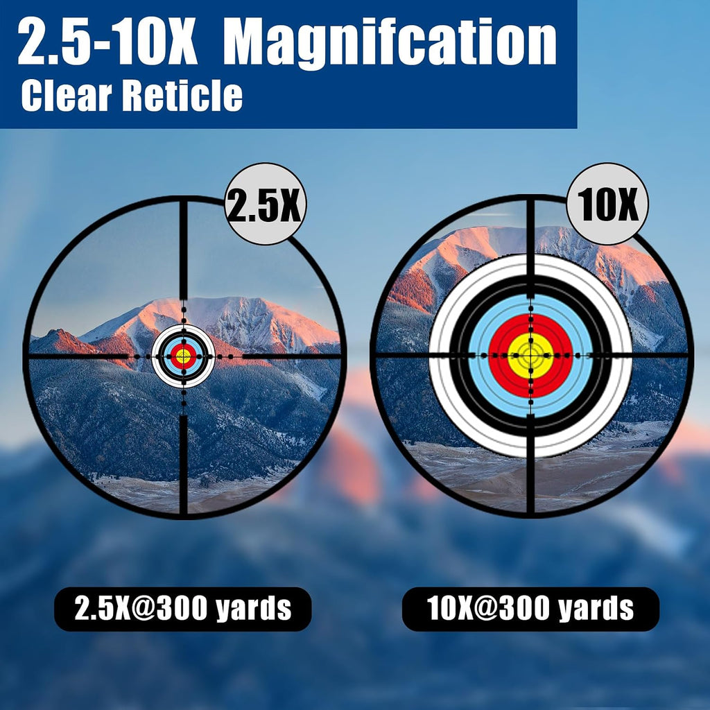 2.5-10x40 Rifle Scope with Red/Green Illuminated Mil-dot with Red/Green Laser Combo-Green Lens Color,Tactical Scope