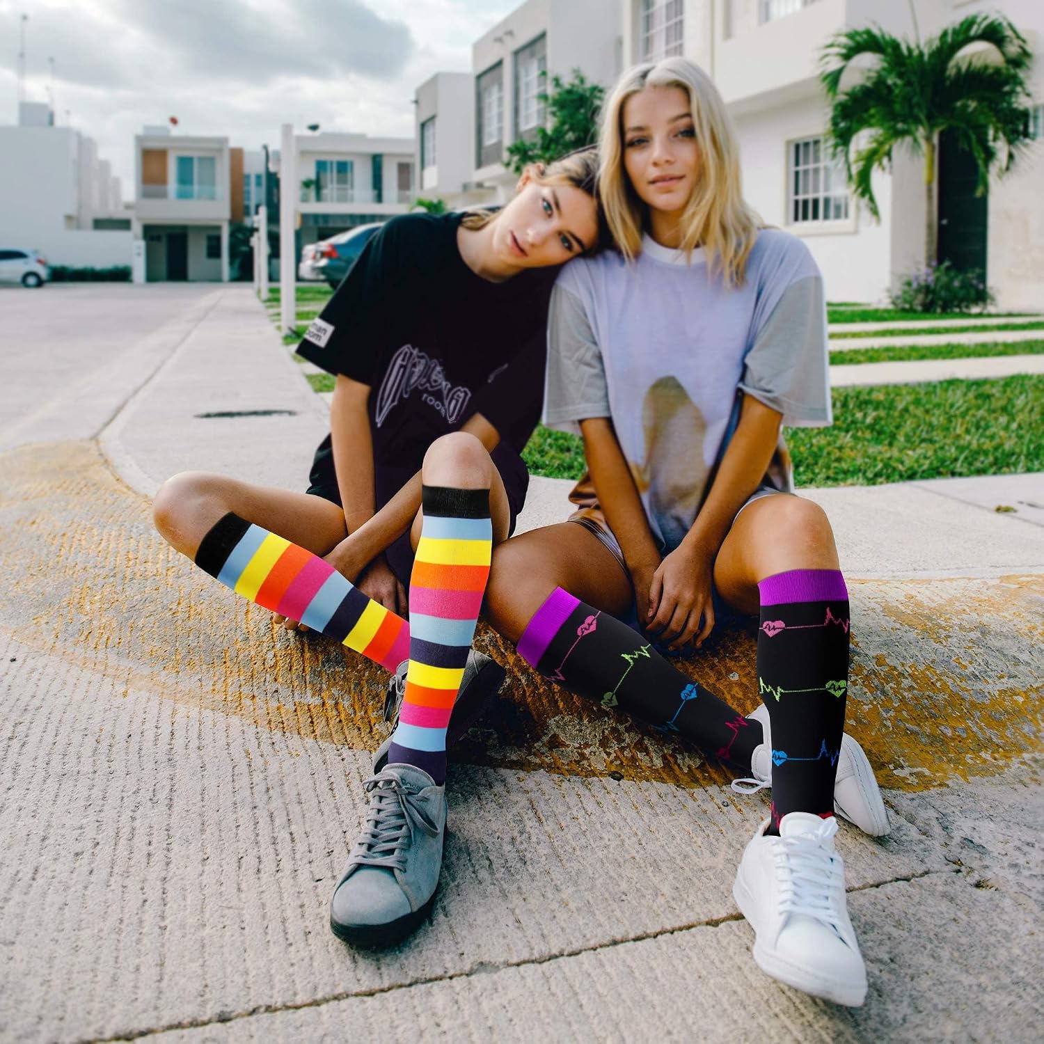 3 Pairs Compression Socks for Women Men 20-30mmhg Knee High Stocking for Sports Running Travel Nurses