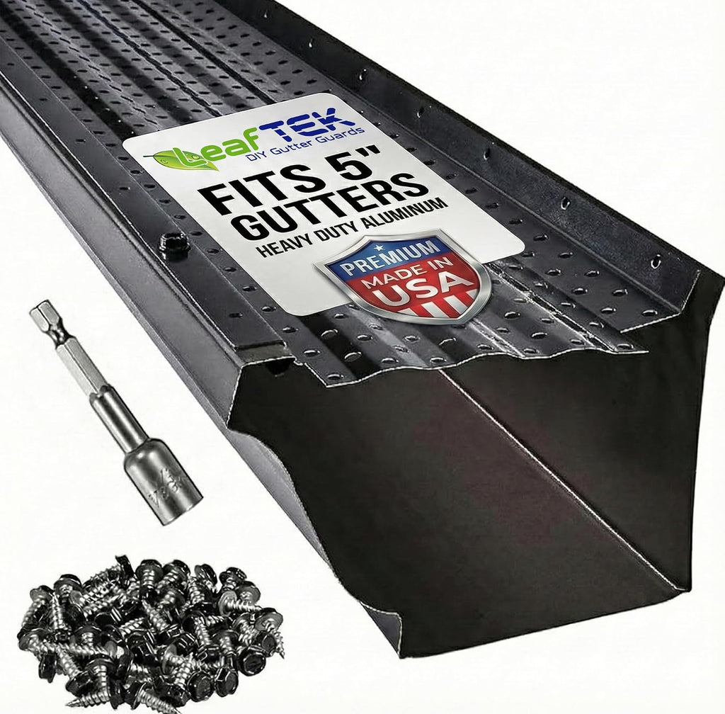LeafTEK Heavy-Duty Aluminum Gutter Guard System, Fits 5 in, 200 ft, Black