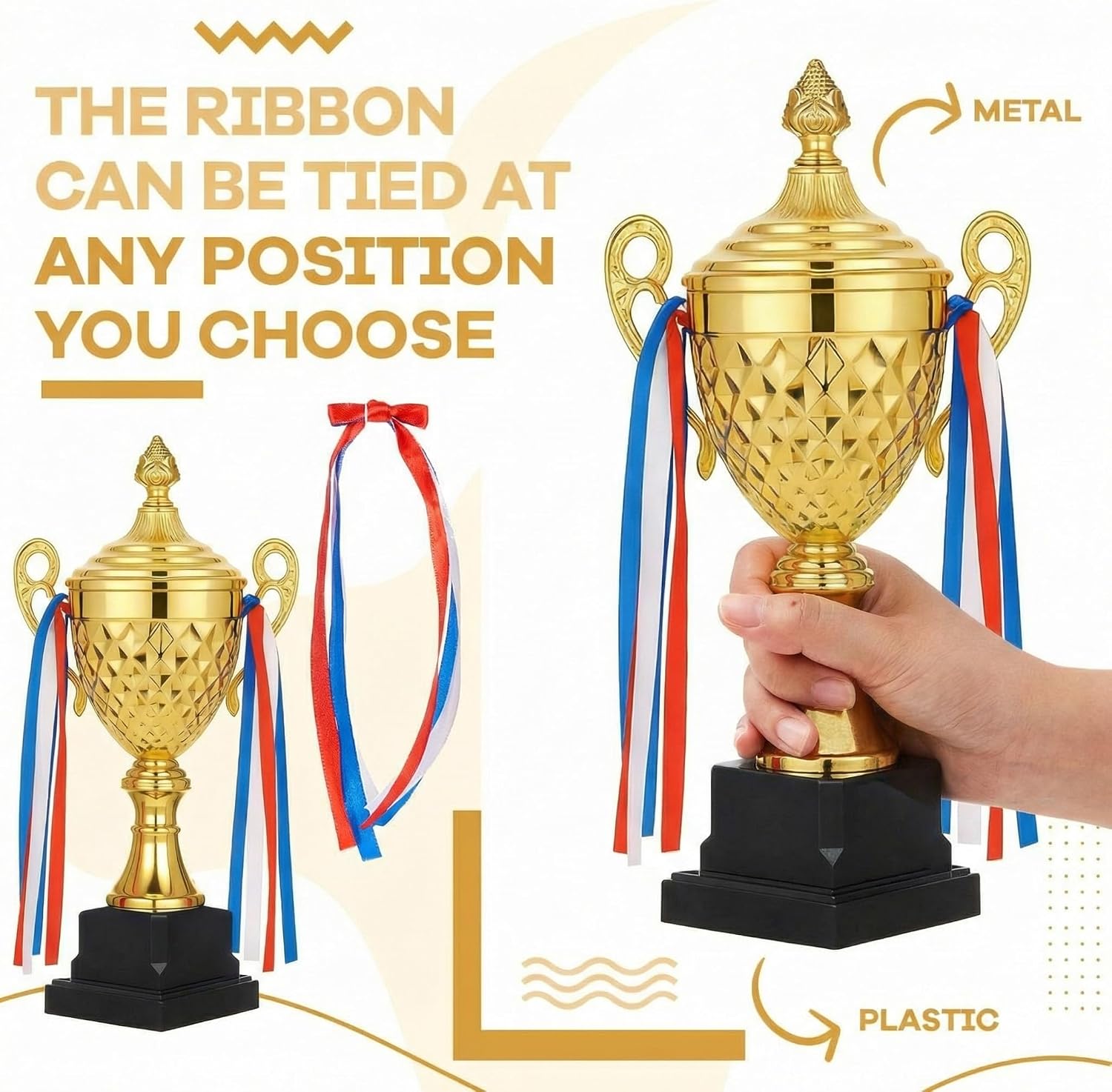 Soccer Trophy Large Gold Trophy Cup Awards | Ideal for Awards Gold Metal Trophy for Soccer Basketball Championships