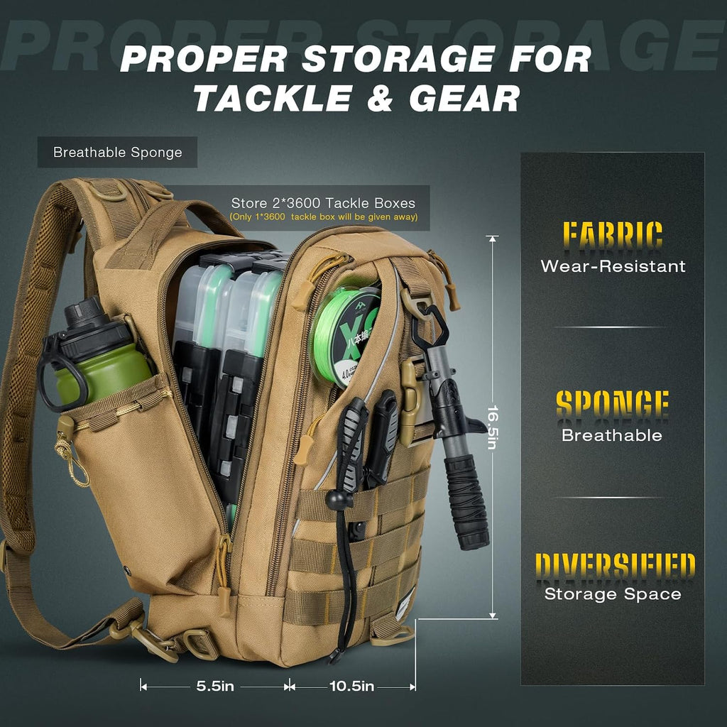 Fishing Tackle Backpack with Tackle Boxes Rod Holder Fishing Bag | Waterproof Fishing Tackle Bag with Lip Gripper