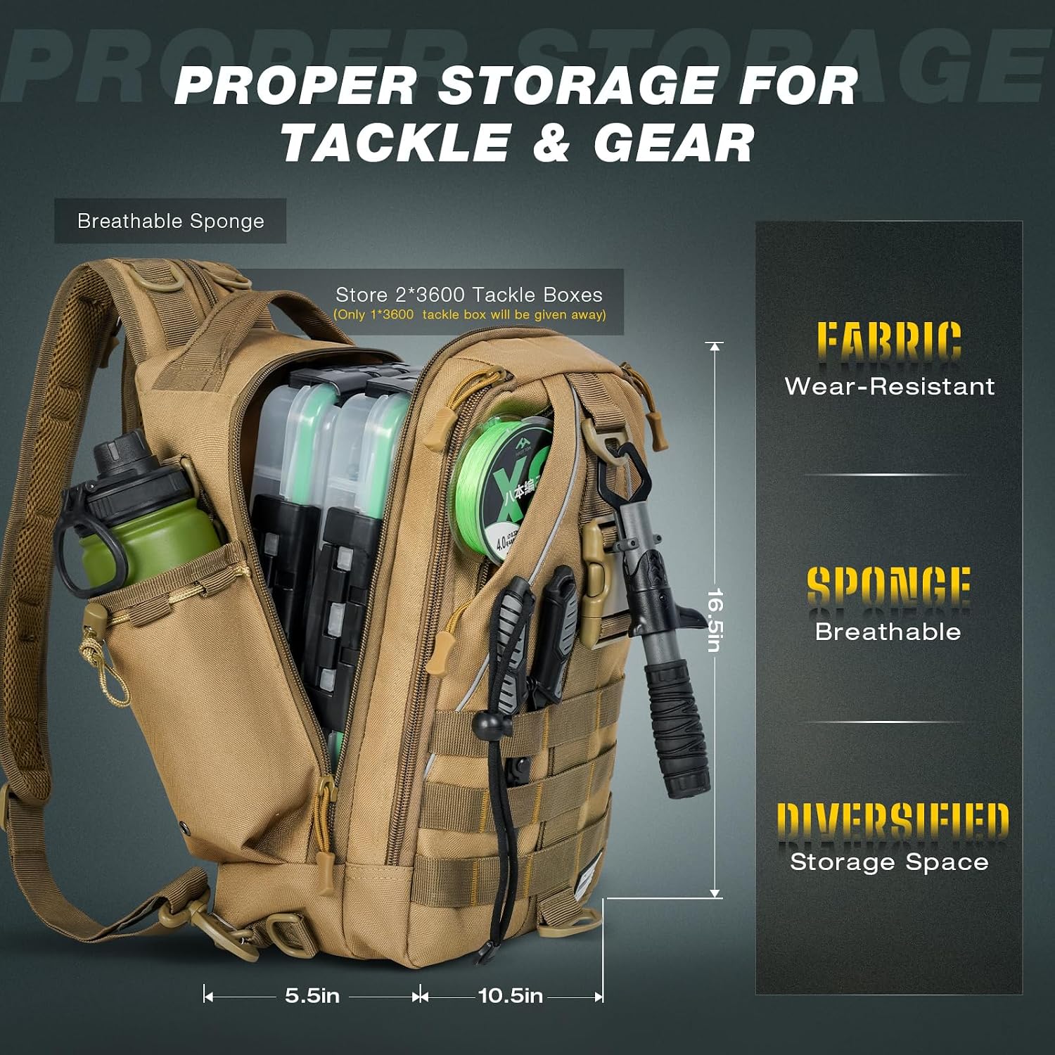 Fishing Tackle Backpack with Tackle Boxes Rod Holder Fishing Bag | Waterproof Fishing Tackle Bag with Lip Gripper