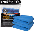 Waffle Weave Glass & Window Microfiber Towel, Blue, 2 Pack | Waffle-weave towels wipe glass, mirrors and windows