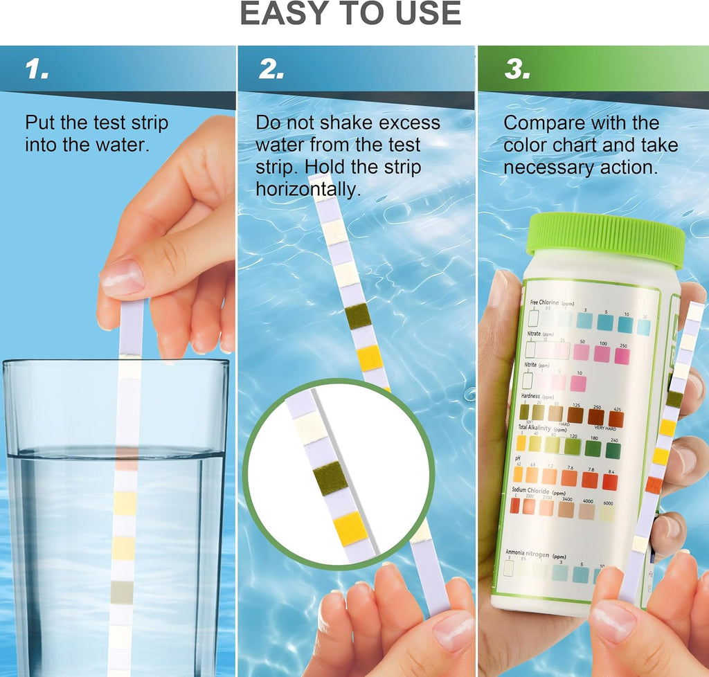 8-in-1 Aquarium Test Kit for Fish Tanks - Quick & Accurate Water Testing Strips for Aquariums & Ponds. Tests pH