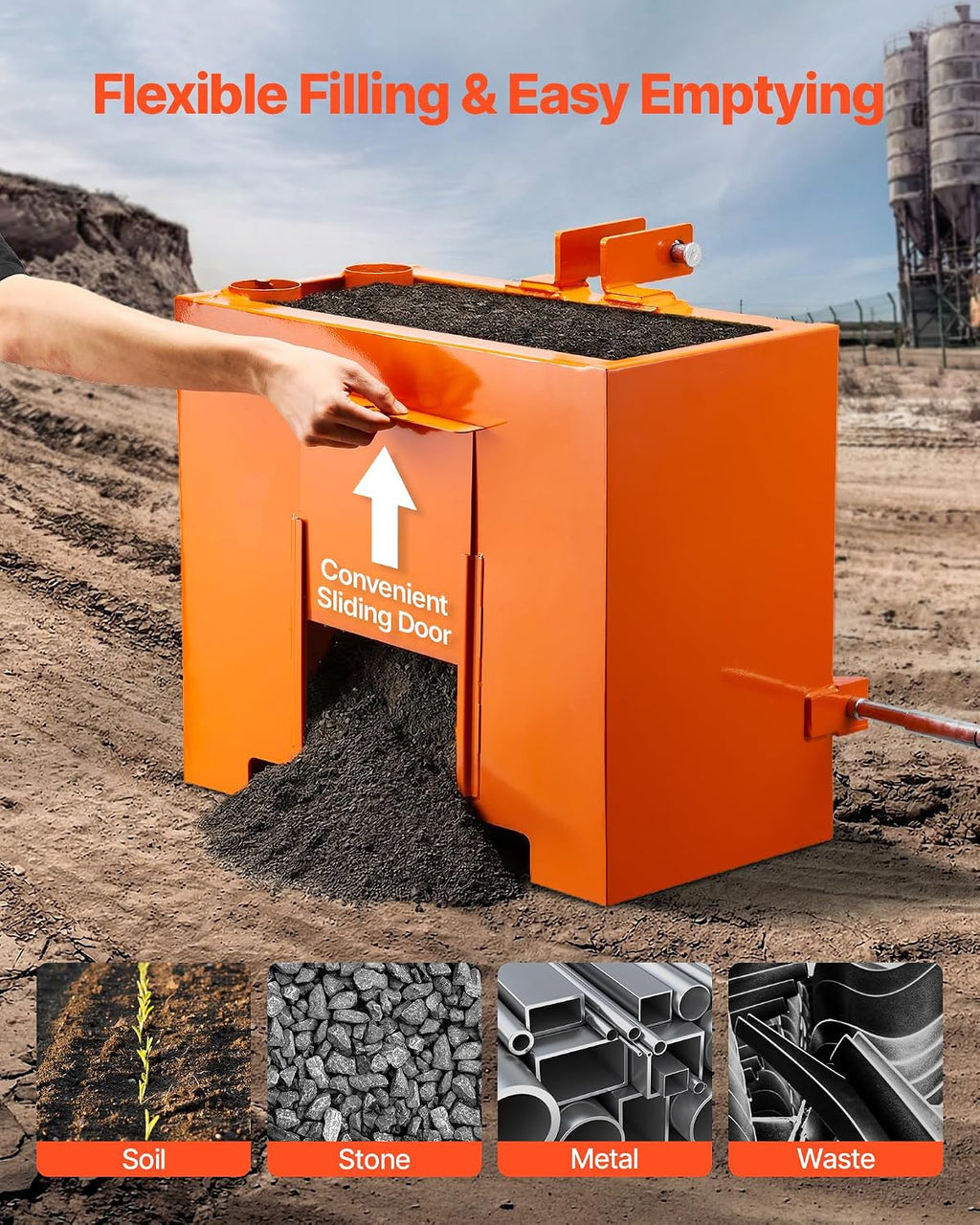 Ballast Box, 3-Point Category 1 Tractor Ballast of 800 lbs Capacity, Standard 2 Inch Hitch Receiver, Heavy-Duty Steel