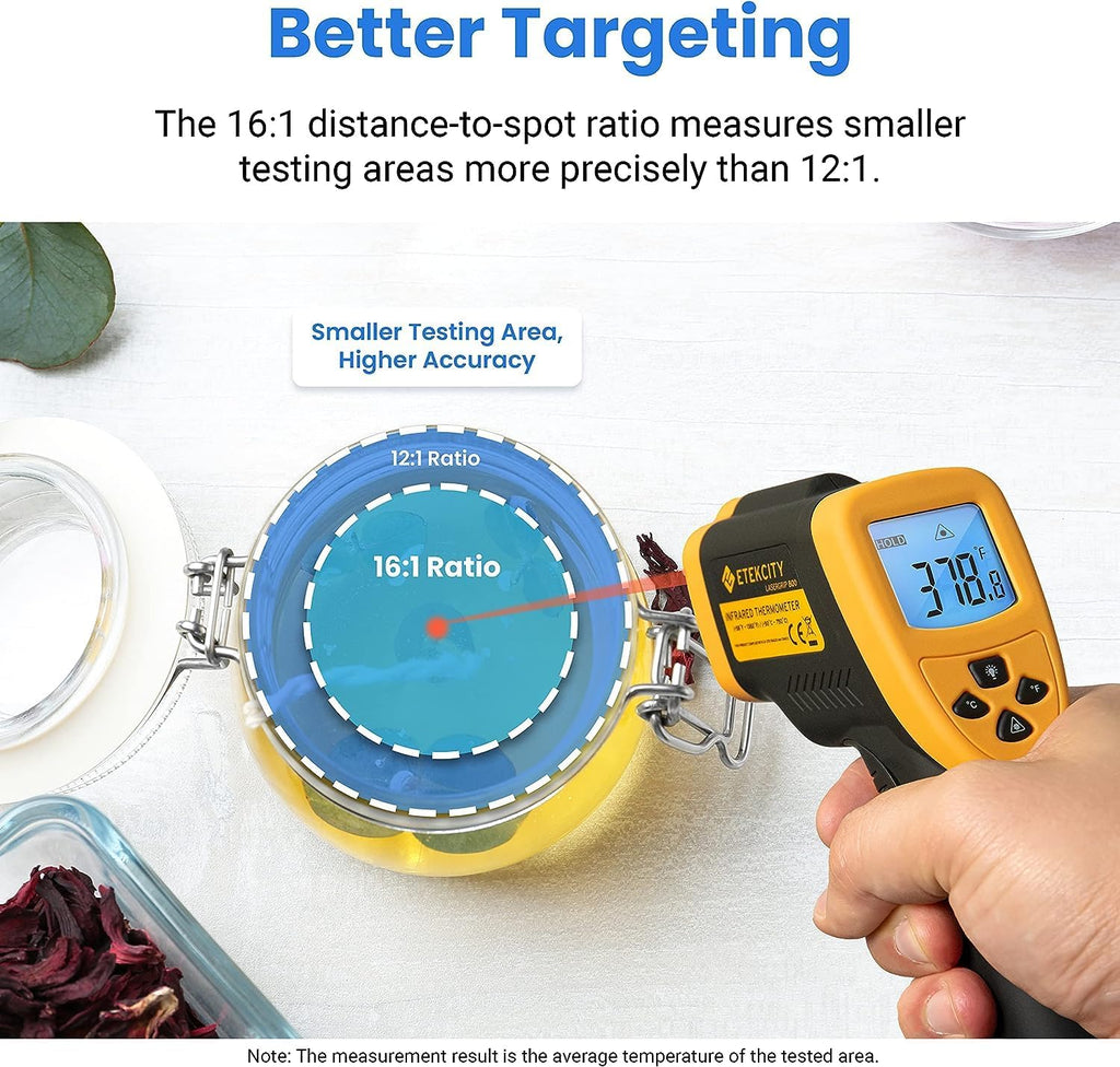 Infrared Thermometer Laser Temperature Gun, -58℉~1382℉, D:S 16:1