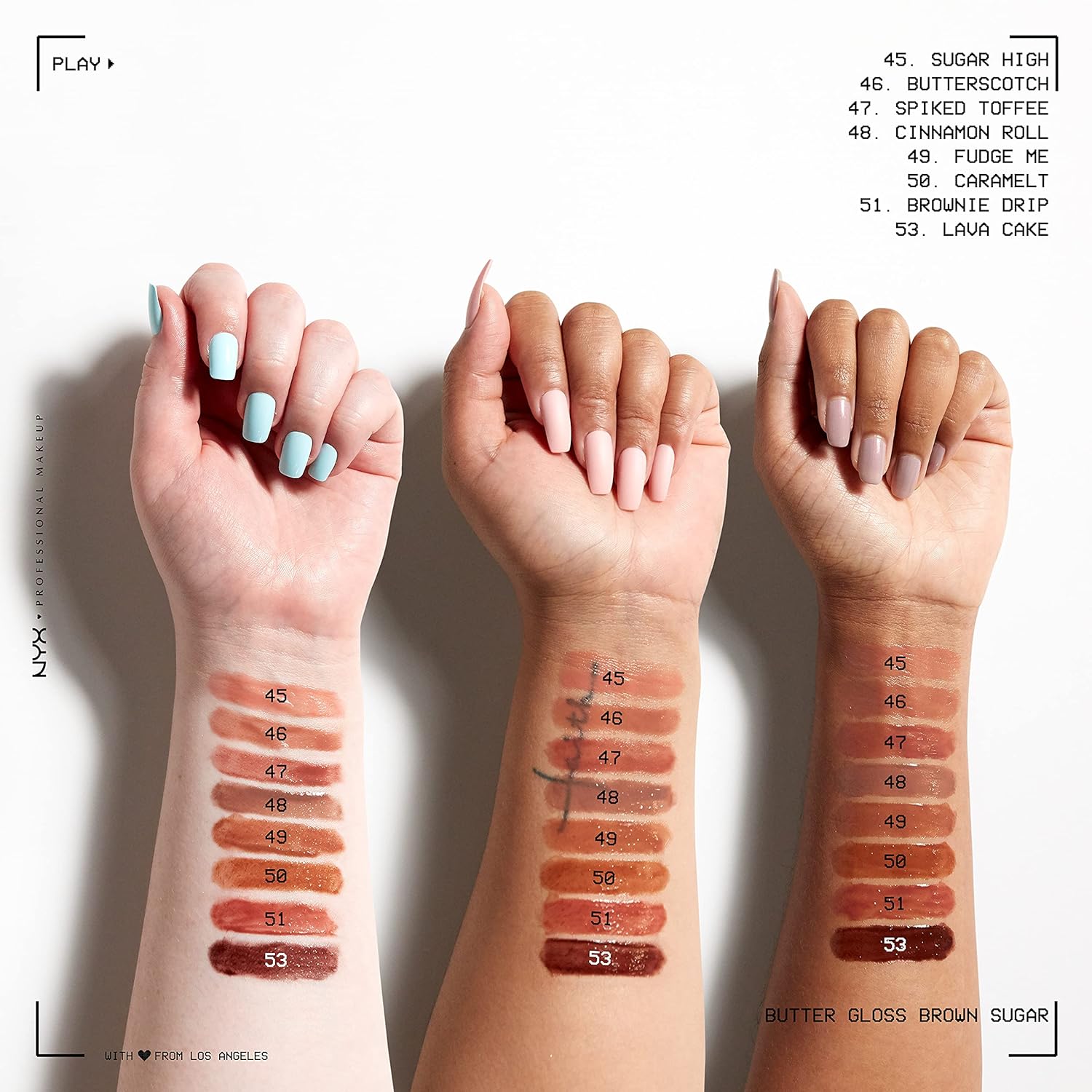 Butter Gloss Brown Sugar, Non-Sticky Lip Gloss - Pack Of 3 (Sugar High, Spiked Toffee, Butterscotch)