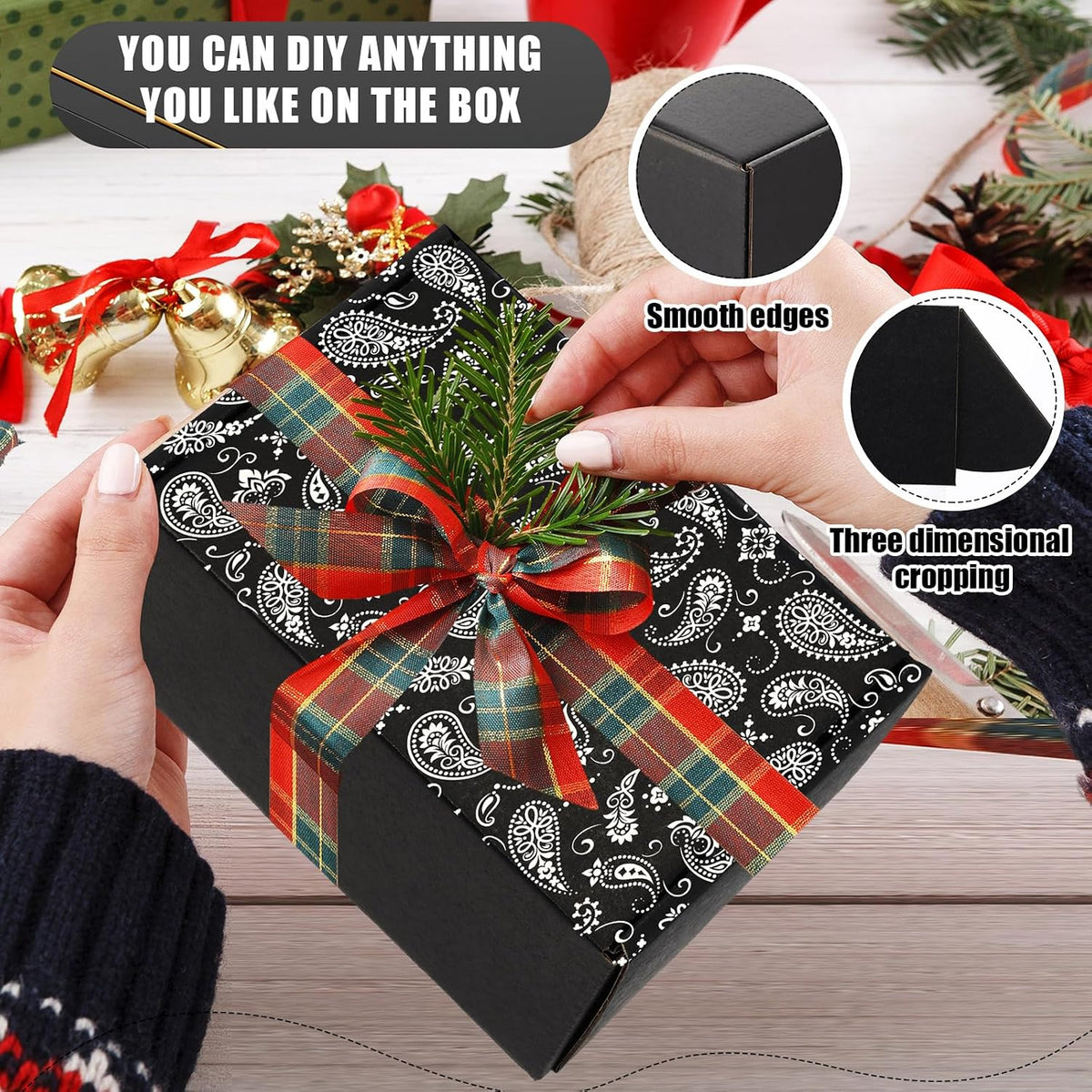 50 Pack 6 x 4 x 3 Inch Black Shipping Boxes Bulk for Small Business