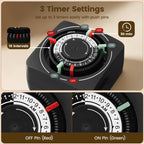 Mechanical Timer with 2 Grounded Outlets Indoor, 24-Hour