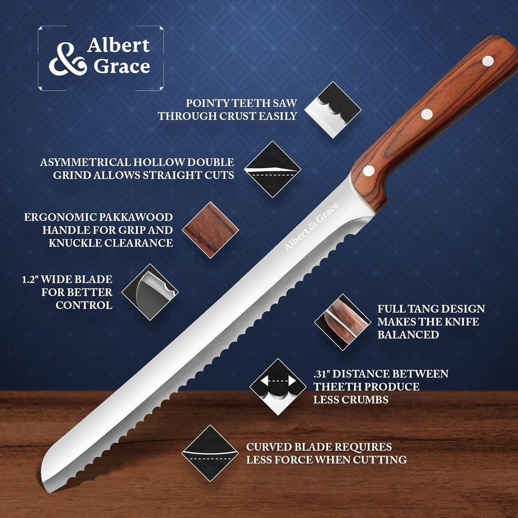 10.5-Inch Serrated Bread Knife with Sheath