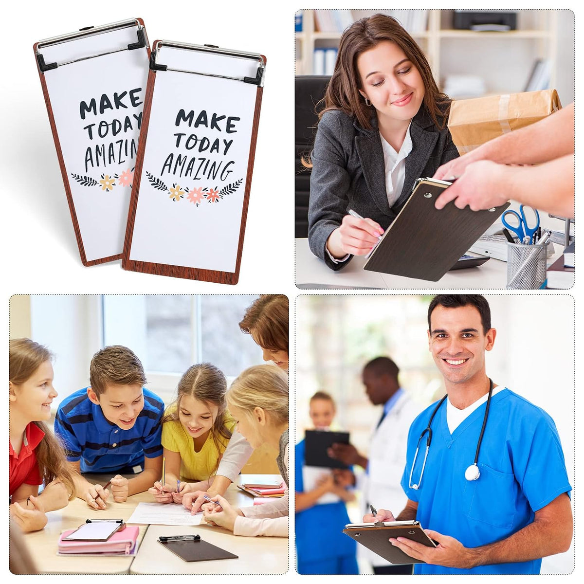 30 Pcs Mini Clipboard, Small Wooden Check Presenters for Restaurants