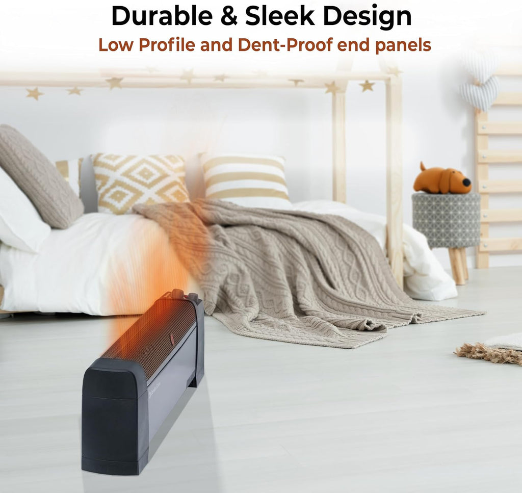 Comfort Zone Convection Baseboard Space Heater with Manual Thermostat | Convection baseboard heater with 2 heat