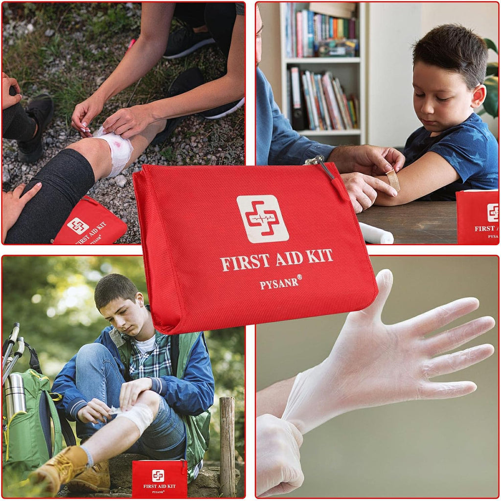 Small First Aid Kit, 150 Piece with Foil Blanket & Scissors, Mini First Aid Bag for Emergency, Home, Camping, Travel