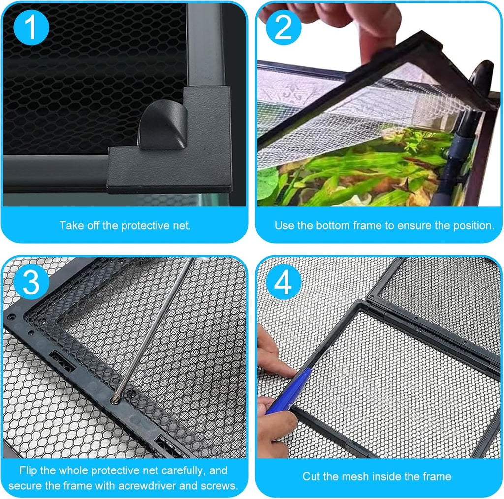 Fish Tank Lid Magnetic Aquarium Net Cover with Feeding Window 5-50 Gallon Aquarium Lid Anti-Jumping Net for Fish 11.8