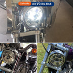 5-3/4 5.75 inch Headlight LED Compatible with Harley Davidson Dyna Sportster Iron 883 1200 Low Rider XLH883 Super Glide Softail Custom XLH1200 Forty-Eight SuperLow Street 500 750(Chrome)