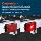 TRUE MODS 4pc 2x3 3x2 Red Rectangle LED Trailer Side Marker Light for Truck