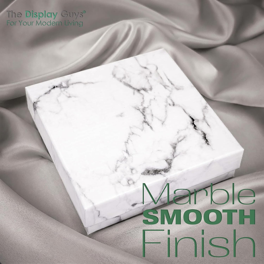 TheDisplayGuys 100-Pack 3.5" Jewelry Gift Boxes - Marble White