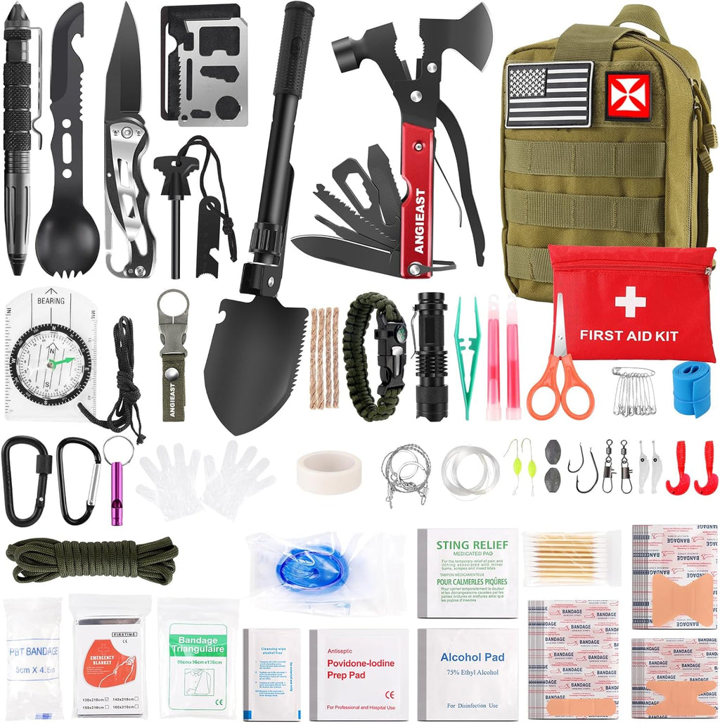 Survival Kit 256 in 1, First Aid Kit Survival Gear Tools Trauma Kit with Molle Pouch for Outdoor, Camping, Hunting