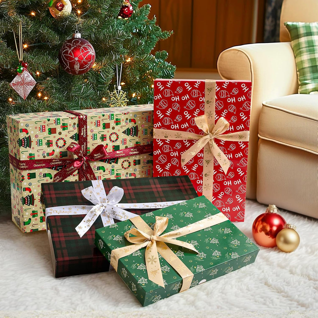 12 Pack Large Christmas Boxes for Presents, Assorted Sizes Christmas Gift Boxes with lids, 17" Premium Clothing Boxes