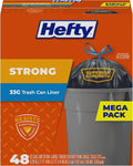 Strong 33 Gallon Trash Bags with Drawstrings, Black, Unscented, 48ct | 33G Large Trash Bag Liners, Resists Leaks