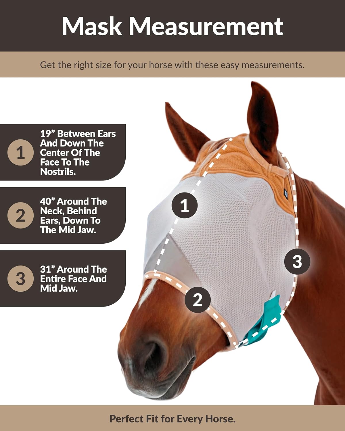 TSZ Horse Fly Mask Standard No Ears UV Block 70% Breathable Mesh Flymask